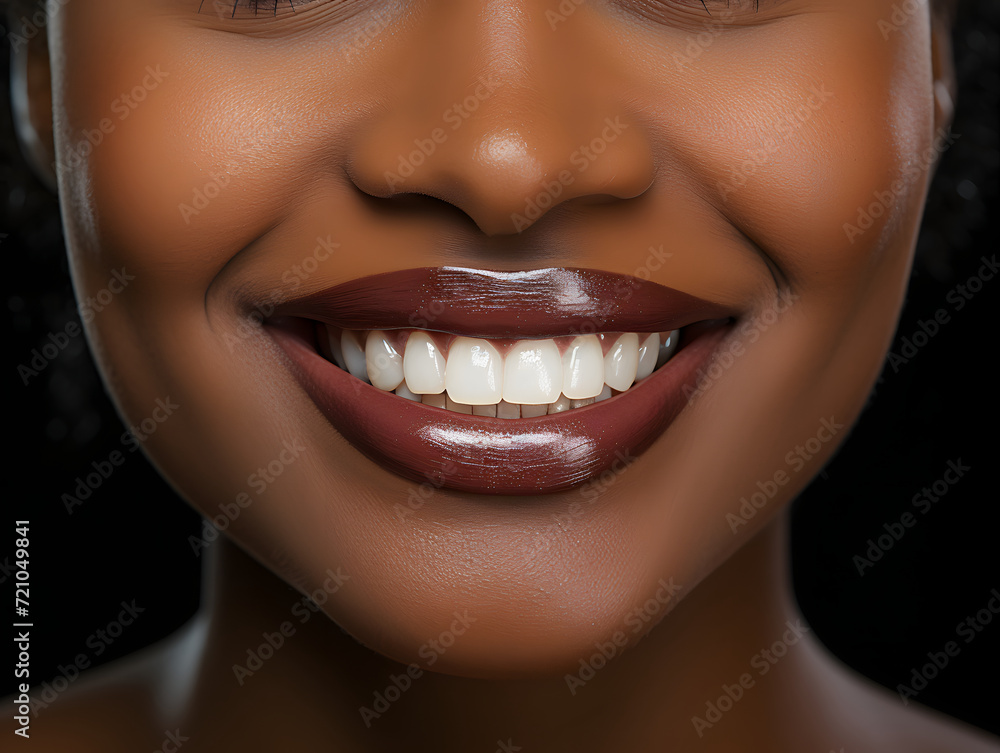 Close up of Smiling Young African Women with Healthy White Teeth. For Healthcare, Veneers, and Dental Advertisements Close up of Smiling Young African Women with Healthy White Teeth. For Healthcare, Veneers, and Dental Advertisements