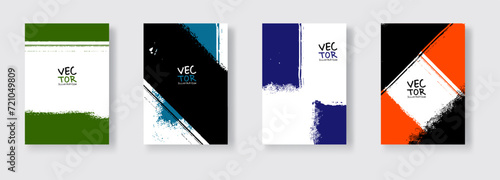 Color ink brush stroke on white backgrounds set. Minimalistic style.
