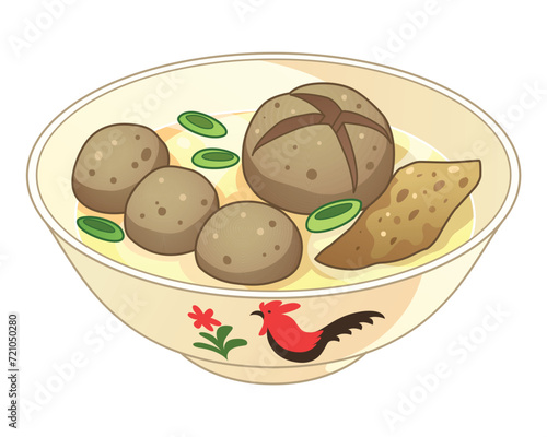 Bakso Meat Ball Food Vector Cartoon Illustration