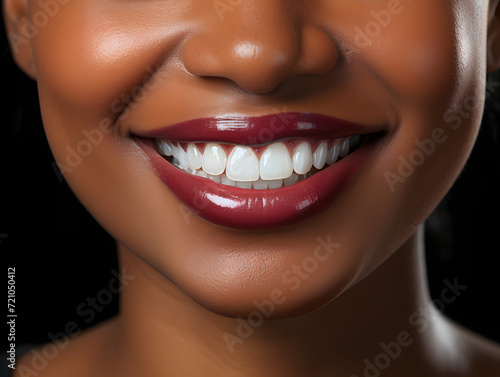 Close up of Smiling Young African Women with Healthy White Teeth. For Healthcare, Veneers, and Dental Advertisements
