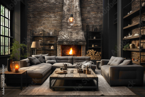 Imagine an industrial-inspired room featuring a simple brick wall in grayscale tones. Appreciate the raw and edgy vibe that defines this uncomplicated yet impactful backdrop. photo