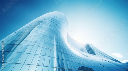 abstract modern building on a background of blue sky. 3d rendering Generative AI