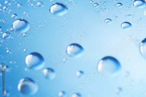 Macro of Water Bubbles on Blue Background AI Generated