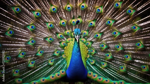 Beautiful peacock with feathers out. Close up of peacock Generative AI