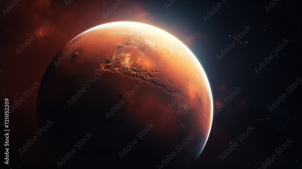 Fototapeta premium Mars Planet in Space. Celestial, Cosmic, Solar System, Astronomy, Universe, Galactic, Planetary 