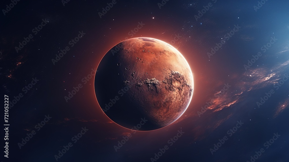Mars Planet in Space. Celestial, Cosmic, Solar System, Astronomy, Universe, Galactic, Planetary
