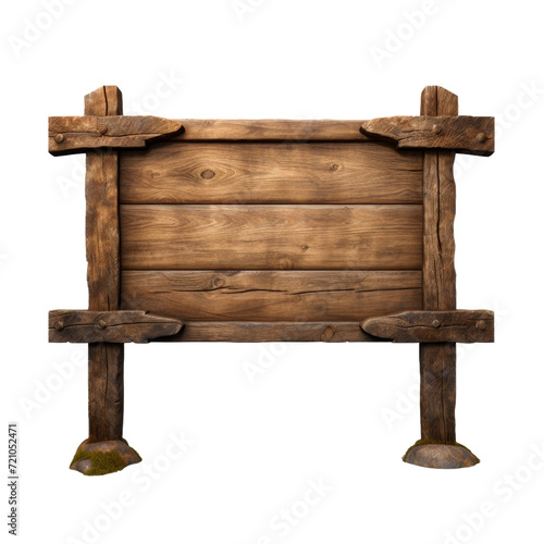 Empty wooden signboard hanging with rope, perfect for custom messages and signs, isolated on a transparent background with PNG clip art format