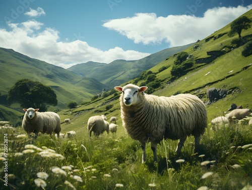 Flocks of Sheep in Green Pastures
