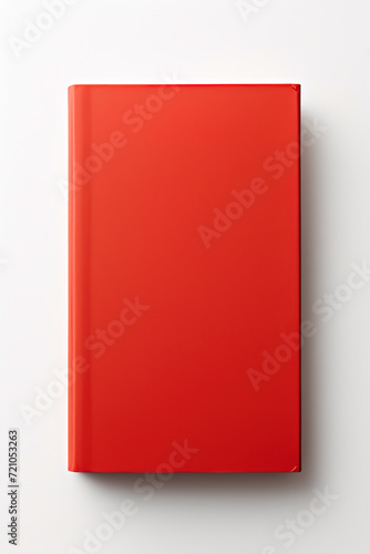 A red book cover mockup isolated on white background.