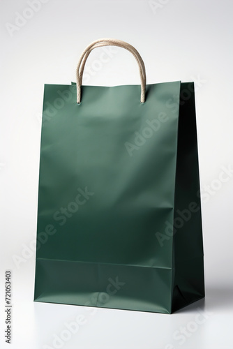 Pastel green tones paper bag mock-up isolated on white.