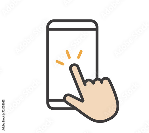 スマートフォンをタッチする指のアイコン