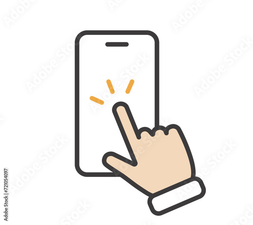 スマートフォンをタッチする指のアイコン