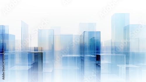 Abstract blue city background with glass skyscrapers  vector illustration. Generative AI