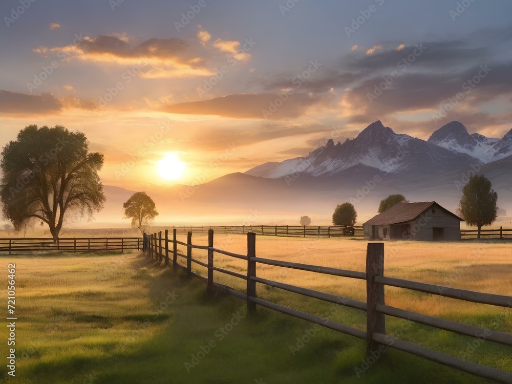 custom made wallpaper toronto digitalsunset in the mountains, Generative AI