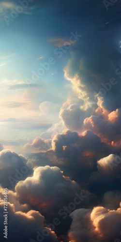 Wallpaper Mural clouds and sun, Generative AI Torontodigital.ca