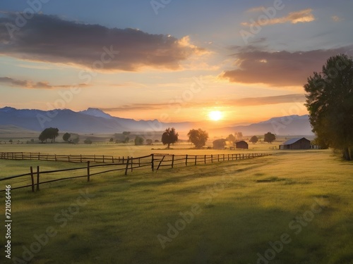 Wallpaper Mural sunset in the countryside, Generative AI Torontodigital.ca