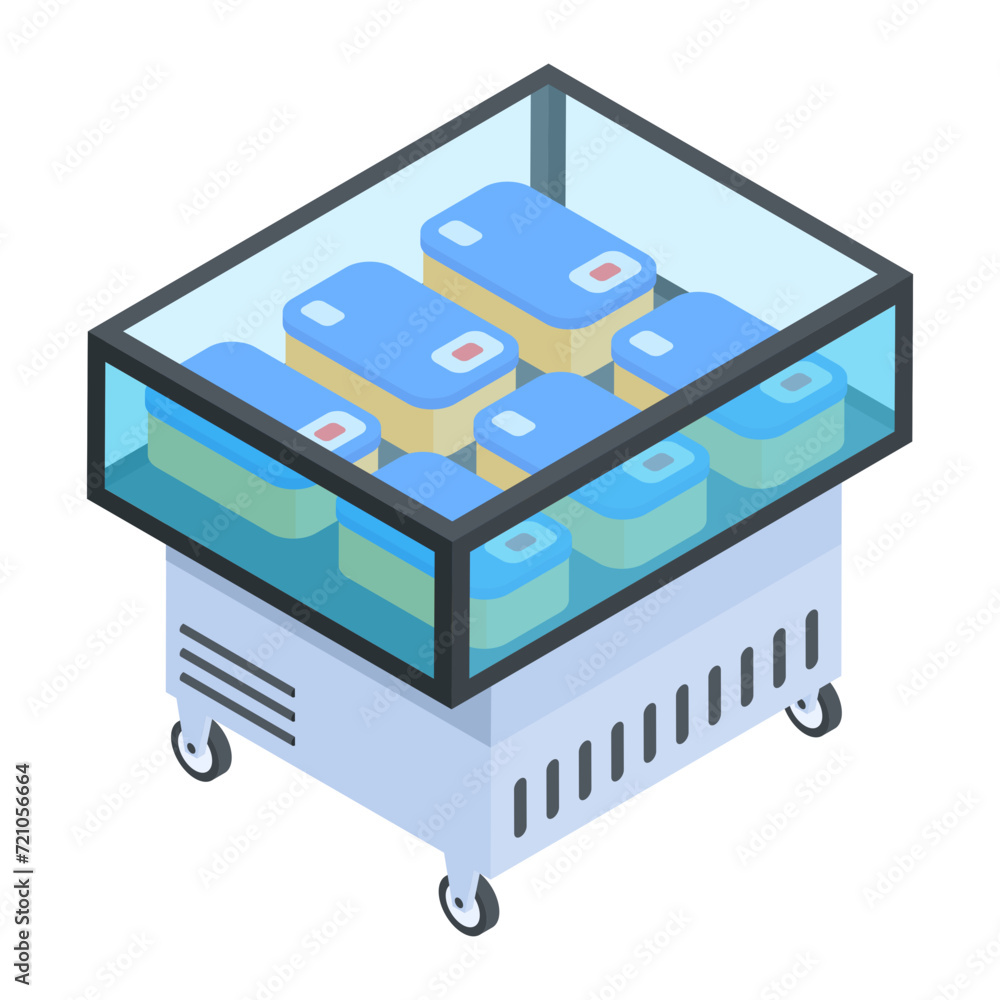 Here’s an isometric icon of glass showcase Here’s an isometric icon of glass showcase