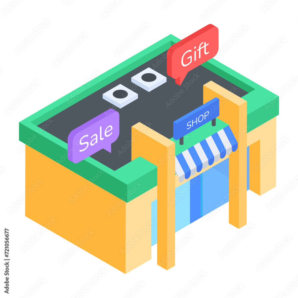 Get this isometric icon of a supermarket Get this isometric icon of a supermarket
