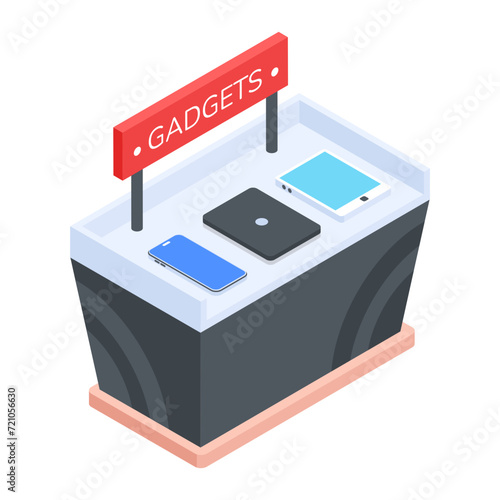 Trendy isometric icon of gadgets display 