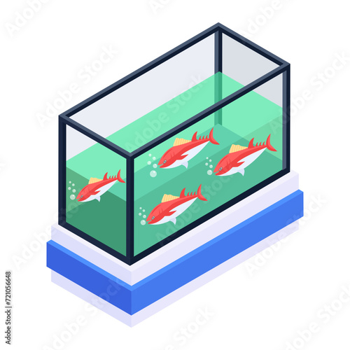 Grab this isometric icon of fish aquarium 
