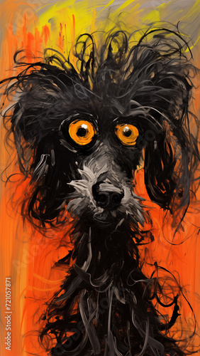 Whimsical Dog in Brushwork Art  wallpaper, background, AI generative Image