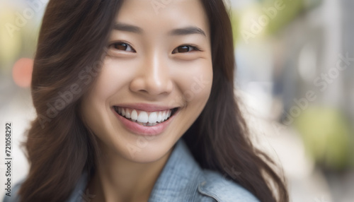 Female Asian smiling with beautiful white teeth photo
