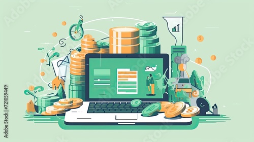 Illustration personal finance management, with tips and tricks presented through engaging graphics and memorable icons. photo