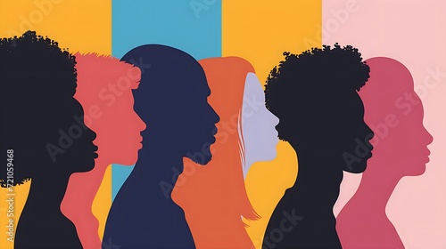 Multi-Cultural Silhouettes multiple colors, Diverse, Diversity, Tolerance