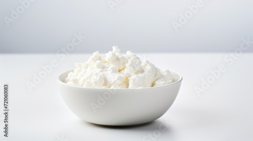 Minimal Style of Cottage Cheese on White Background AI Generated
