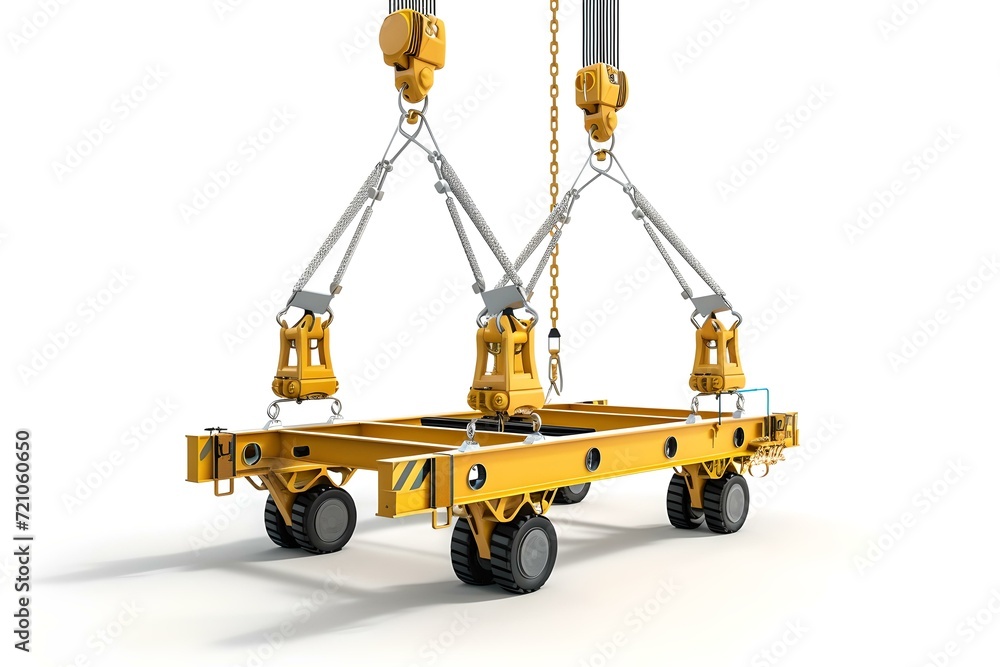 Industrial heavy lifting crane accessory on a white background. versatile tool for construction projects. strength and support visualized. AI Industrial heavy lifting crane accessory on a white background. versatile tool for construction projects. strength and support visualized. AI