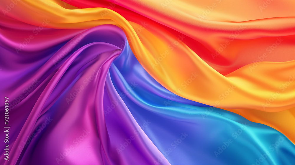 Obraz premium Blue-purple, red-orange, and yellow-green silk background vector presentation design