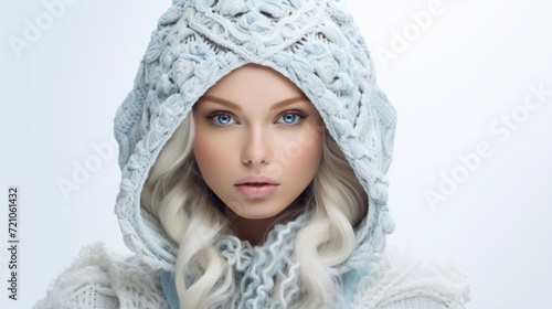 Winter Elegance: Young Woman in Stylish Knitwear