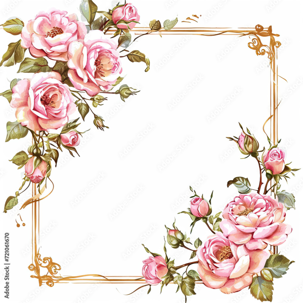 Flower frame in watercolor style
