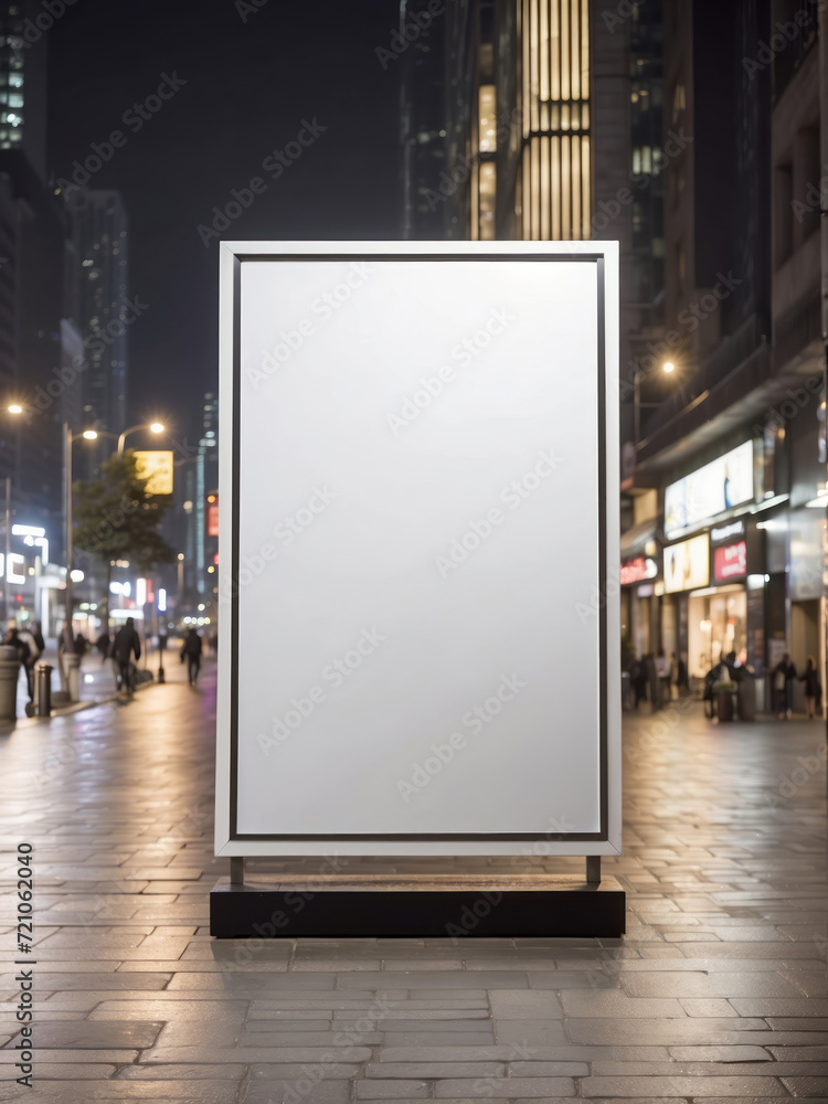 standing blank billboard at night city standing blank billboard at night city