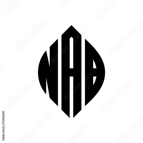 NAB circle letter logo design with circle and ellipse shape. NAB ellipse letters with typographic style. The three initials form a circle logo. NAB circle emblem abstract monogram letter mark vector.