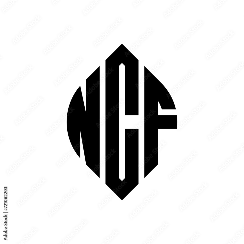 NCF circle letter logo design with circle and ellipse shape. NCF ellipse letters with typographic style. The three initials form a circle logo. NCF circle emblem abstract monogram letter mark vector. NCF circle letter logo design with circle and ellipse shape. NCF ellipse letters with typographic style. The three initials form a circle logo. NCF circle emblem abstract monogram letter mark vector.