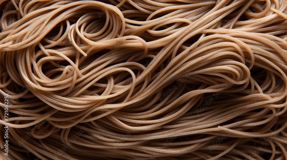 Extreme Closeup of Soba Noodles in Minimal Style AI Generated