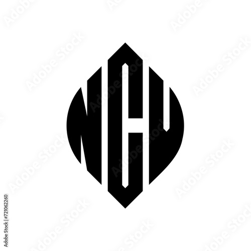 NCV circle letter logo design with circle and ellipse shape. NCV ellipse letters with typographic style. The three initials form a circle logo. NCV circle emblem abstract monogram letter mark vector. photo