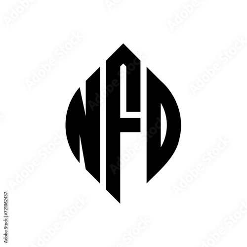 NFD circle letter logo design with circle and ellipse shape. NFD ellipse letters with typographic style. The three initials form a circle logo. NFD circle emblem abstract monogram letter mark vector. photo