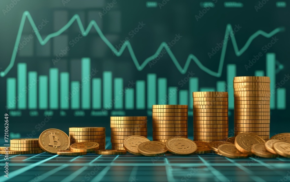Financial Growth Concept with Coins Financial Growth Concept with Coins
