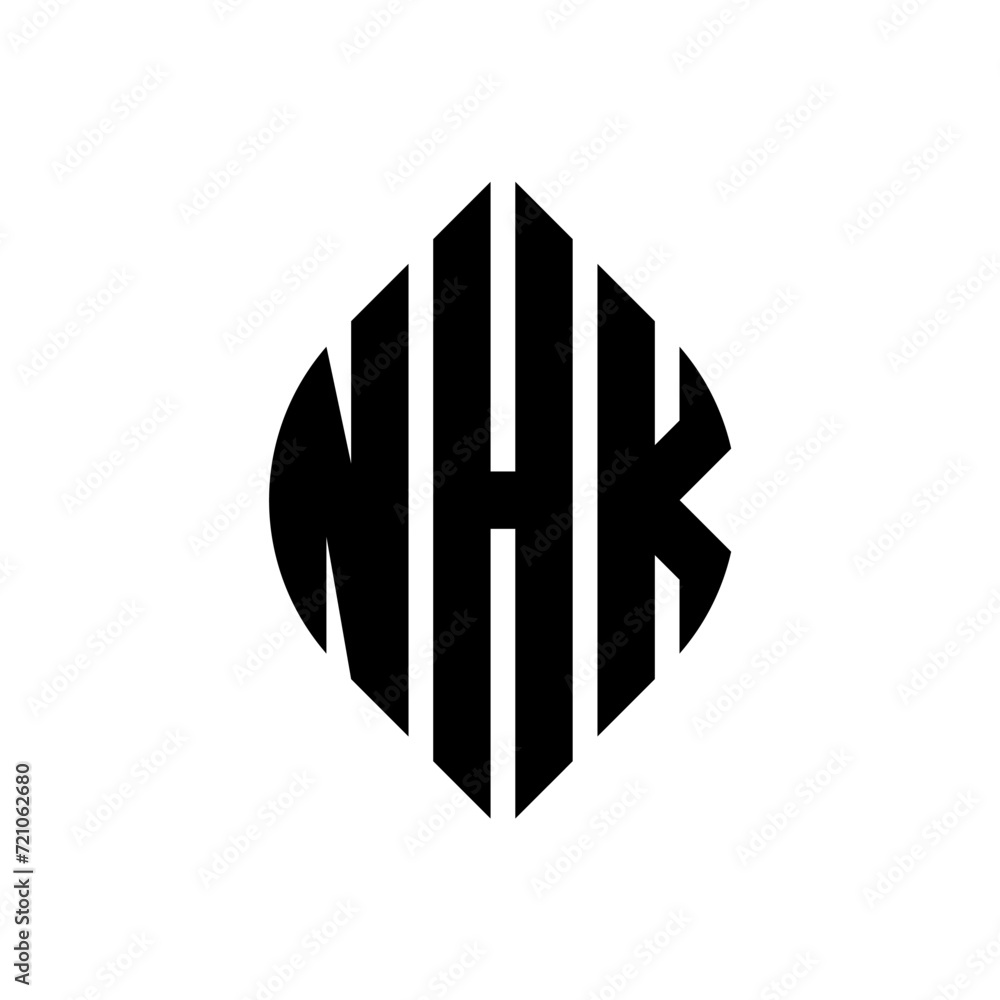 NHK circle letter logo design with circle and ellipse shape. NHK ellipse letters with typographic style. The three initials form a circle logo. NHK circle emblem abstract monogram letter mark vector. NHK circle letter logo design with circle and ellipse shape. NHK ellipse letters with typographic style. The three initials form a circle logo. NHK circle emblem abstract monogram letter mark vector.