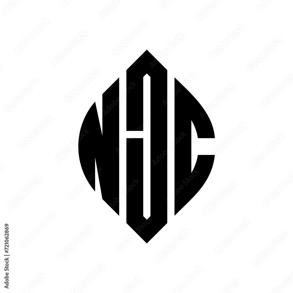 NJC circle letter logo design with circle and ellipse shape. NJC ellipse letters with typographic style. The three initials form a circle logo. NJC circle emblem abstract monogram letter mark vector. NJC circle letter logo design with circle and ellipse shape. NJC ellipse letters with typographic style. The three initials form a circle logo. NJC circle emblem abstract monogram letter mark vector.