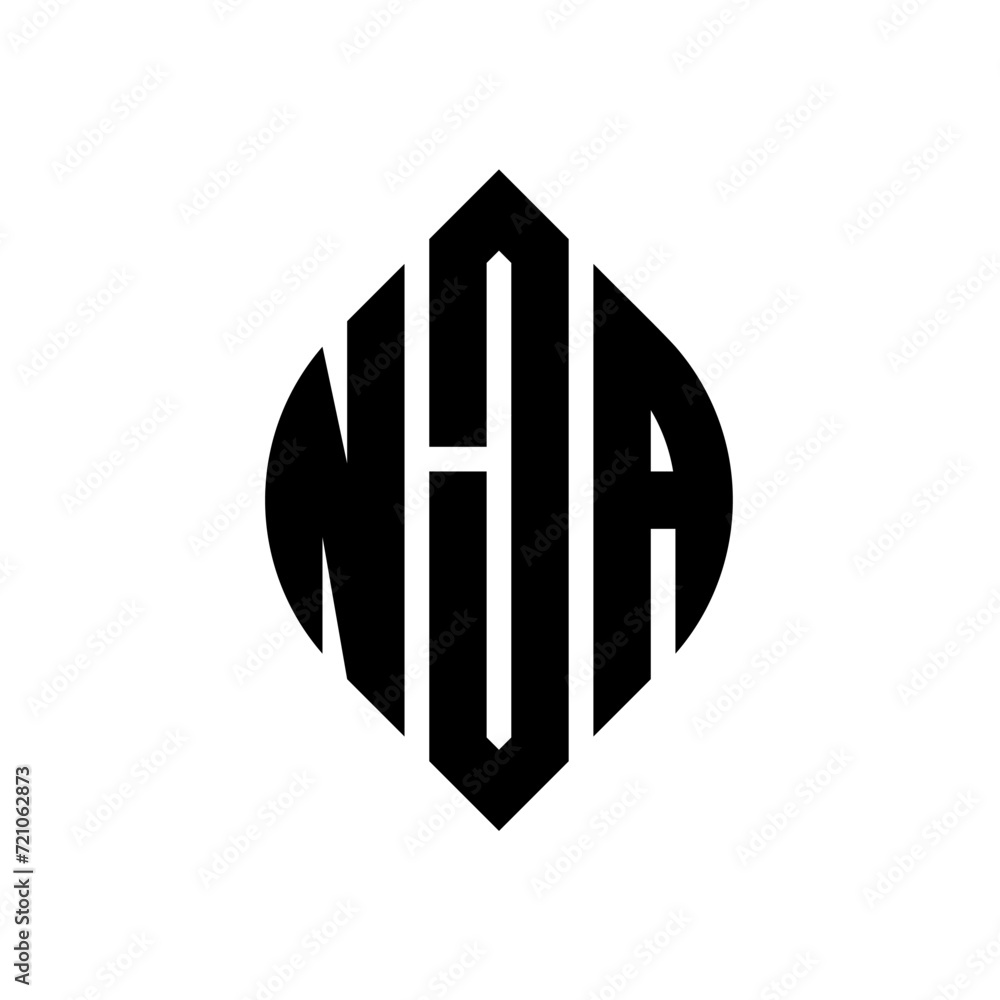 NJA circle letter logo design with circle and ellipse shape. NJA ellipse letters with typographic style. The three initials form a circle logo. NJA circle emblem abstract monogram letter mark vector. NJA circle letter logo design with circle and ellipse shape. NJA ellipse letters with typographic style. The three initials form a circle logo. NJA circle emblem abstract monogram letter mark vector.