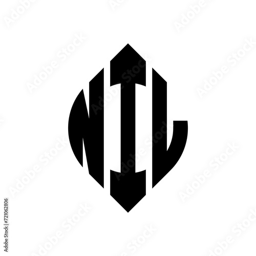 NIL circle letter logo design with circle and ellipse shape. NIL ellipse letters with typographic style. The three initials form a circle logo. NIL circle emblem abstract monogram letter mark vector.