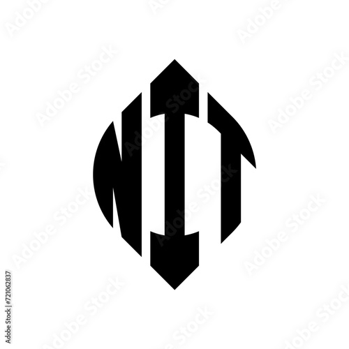 NIT circle letter logo design with circle and ellipse shape. NIT ellipse letters with typographic style. The three initials form a circle logo. NIT circle emblem abstract monogram letter mark vector.