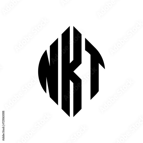 NKT circle letter logo design with circle and ellipse shape. NKT ellipse letters with typographic style. The three initials form a circle logo. NKT circle emblem abstract monogram letter mark vector. photo