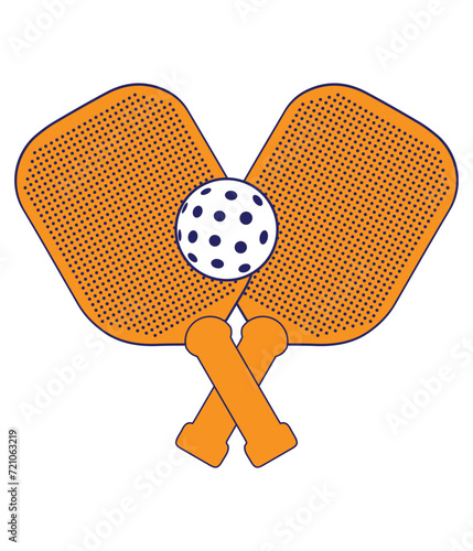 Colorful Pickleball Paddles and Ball Vector. You can use it as club logo, banner design etc.