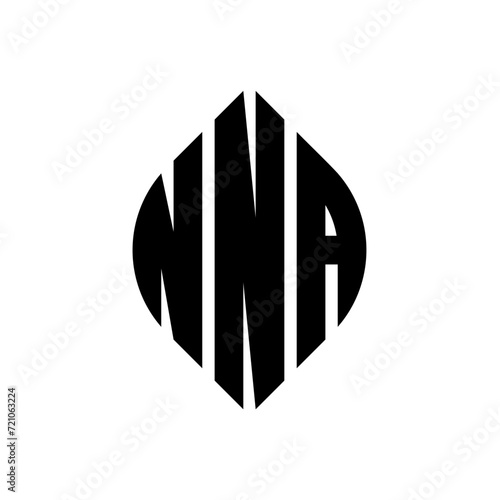 NNA circle letter logo design with circle and ellipse shape. NNA ellipse letters with typographic style. The three initials form a circle logo. NNA circle emblem abstract monogram letter mark vector. photo