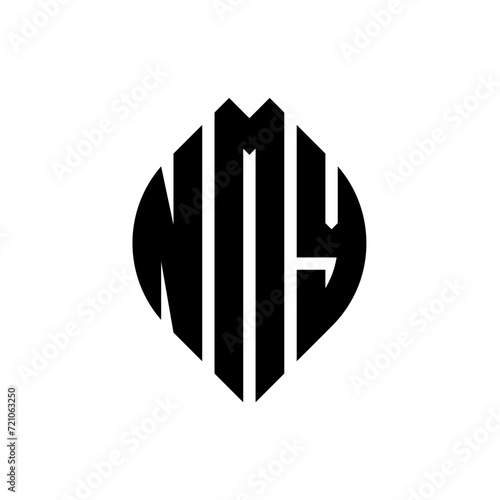 NMY circle letter logo design with circle and ellipse shape. NMY ellipse letters with typographic style. The three initials form a circle logo. NMY circle emblem abstract monogram letter mark vector. photo