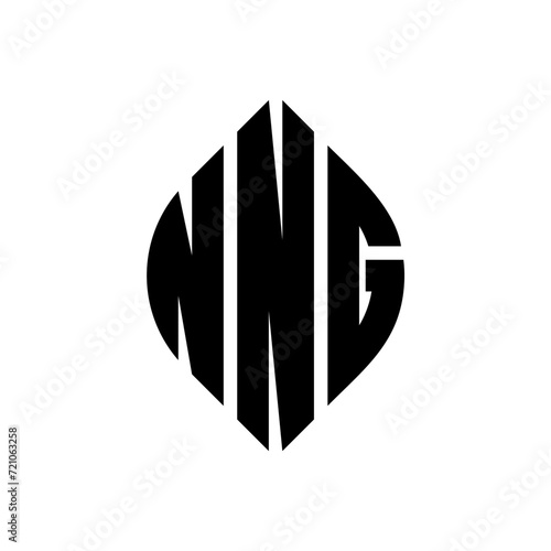 NNG circle letter logo design with circle and ellipse shape. NNG ellipse letters with typographic style. The three initials form a circle logo. NNG circle emblem abstract monogram letter mark vector. photo